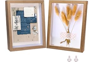 Houstimi Shadow Box Frame 8x10 Dark Wood Picture Frames 3D Deep Box 2 Pack Small Shadow Box Display Case Made of Solid Wood and Real Glass Internal Depth 0.6 inches