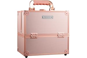 KETALIRIA Kosmetikkoffer Schminkkoffer Leer Make up Koffer Alu Beauty Case Nagelkoffer Friseurkoffer Kosmetik Organizer Beauty Koffer, Rosegold