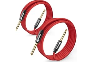 ANNNWZZD Kabel audio 6,35 mm do 6,35 mm, 1/4" TS kabel głośnikowy, męski na męski, 2 szt., 3 m