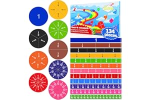 ‎MEETORY Meetory 134 Stück Magnetic Fraction Tiles Bruchrechenkreise, Rechnen Lernen, Bruchrechenteile Math Manipulatives, Einschulungsgeschenke for School Bildungsressourcen Bildungskit Erwachsene
