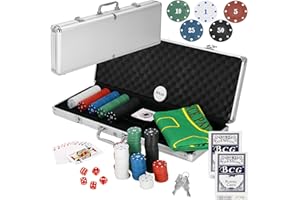SPRINGOS Juego de póquer, 500 fichas, 2 juegos de cartas, 5 dados, incluye maletín