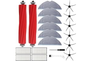 BUCOMTU 20 pièces accessoires pour Roborock S7, S7 MaxV, S7 MaxV Ultra, S7 Plus, S7 Pro Ultra,Comprenant 2 brosses principales,6 serpillières,6 brosses latérales, 4 filtres,1 tournevis et 1brosse de nettoyage