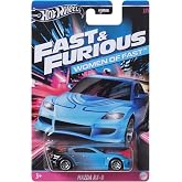 Hot Wheels Mazda RX-8 car - Fast and Frious women - model casting scale 1:64 - length 7 cm, HRW37, black sky blue