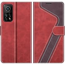 MOBESV Lederhülle Für Xiaomi Mi 10T / Mi 10T Pro – Klappcase Mit Ständer & Kartenfach, Rot