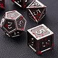 ORUZA DND Bloodstained Dice Set, 7 PCS Metal Polyhedral Dice Set Blood Antique Iron D&D Dice for Dungeons and Dragons RPG MTG Pathfinder Role Playing Tabletop Games Dice