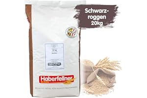 HABERFELLNER Schwarzroggenmehl 20kg Type 1740 | Hochwertiges Mehl aus Roggen - gentechnikfrei und pestizid-kontrolliert | Geeignet als Brotmehl | Verlängert Haltbarkeit der Backware