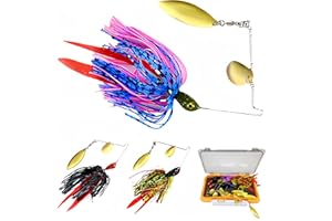 RuiJiaXiang 6pcs Skirted Jig Heads Kit 11g 13g 19g High-Carbon Steel Fishing Hooks Saltwater Freshwater Lures for Bass Pike Trout Includes Tackle Box