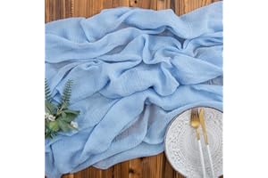 AOKSUNOVA muślinowy bieżnik ślubny tkanina dekoracyjna jasnoniebieski bieżnik sernik 3m x 80cm turkusowy