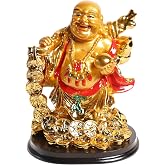 The Spiritual Living Feng Shui Laughing Buddha with Coin Chain and Wealth Pot in Hand || Money || Success || Good Luck || 5 i
