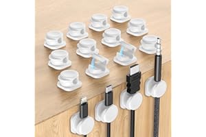 UQQU Kabel Organizer, 16 Stück Kabelhalter Kabelclips Verstellbare Magnetische Kabelmanagement Selbstklebend Kabelhalter für Nachttisch, Küchengeräte, Bürobedarf, Telefonkabel, Wand, Auto - Weiß