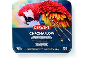 Derwent 2306014 - Estuche de 72 Lápices Chromaflow, Núcleo de 3.5 mm y Gran Dureza, Textura Suave y Fácil de Mezclar, Ideal para Dibujar, Pintar y Colorear, Calidad Profesional