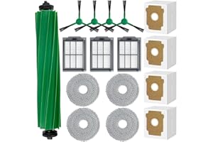 CHUANCHENG Kit de 16 pièces de rechange pour aspirateur pour iRobot Roomba Plus 505/405, pièces d'accessoires, 1 brosse principale, 3 filtres HEPA, 4 brosses latérales, 4 sacs à poussière, 4 chiffons