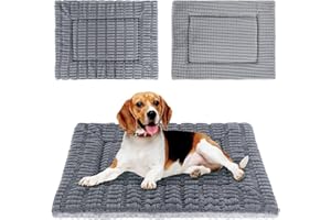 IEUUMLER Dog Bed, Dog Crate Pad, Dual Purpose Reversible Washable Cushion, Soft Plush Puppy Mat, Memory Foam Mattress for Small Medium Large Dogs and Cats FC020