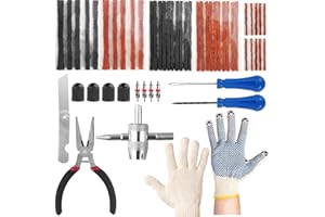 Omsscun 55Pcs Tyre Repair Kit, Car Tyre Puncture Repair Kit, Tubeless Tyre Repair Kit set, Puncture Repair Kit Car with Tyre Valve Tool for Car, Truck, Motorcycle, Jeep, Tractor etc
