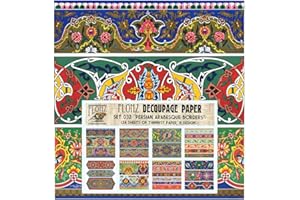 Decoupage Paper Pack (24 Sheets 6"x6") Persian Arabesque Borders FLONZ Vintage Styled Paper for Decoupage and Craft