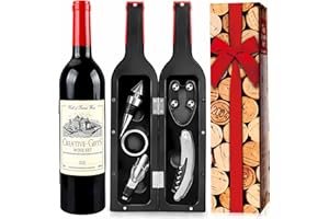 CAILION Weinflasche Geformt Korkenzieher Set,5 Stück Weinkorkenzieher-Set,Weinzubehör Geschenkset,Weinöffner Set,Wein Sommelier Sets mit Flaschenöffner,Weinverschlüsse (red bottle001)