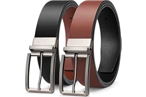 BESTKEE Cintura Uomo, Cintura Uomo Pelle, Cintura Reversibile di Pelle 35mm Confezione Regalo, Cinture da Uomo, Regolabile e Accorciabile