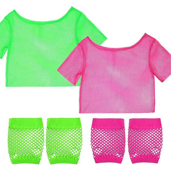 Accessori Completo Anni 80 Per Donna – Marsupio Neon, Fascia, Scaldamuscoli E Polsini – Verde