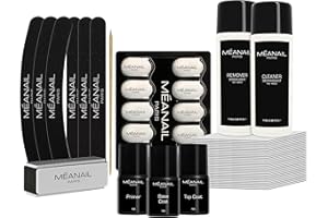 MEANAIL Paris - Kit Recharge Manucure - Vernis Semi Permanent - Accessoires Pose et Dépose - Préparation des Ongles - Base Top Coat Primer - Complet - Cruelty Free - Vegan