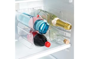 Winter Shore Flaschenregal Stapelbar aus Kunststoff [4 Stück] - Freistehender Durchsichtiger Flaschenhalter Kühlschrank, Küchenschrank, Küchentheke, Speisekammer - Für 4 Wein-/Softdrinkflaschen