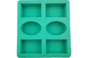 ‎SEIFENPROFIS Seifenprofis Silikonform (6 Hohlräume mit Muster) Seifenform Rechteckig Oval mit Muster - Badebomben DIY Handgemachte Seife