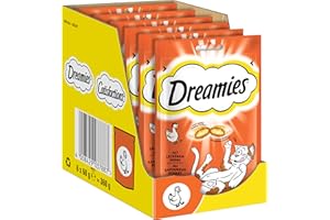 Dreamies Klassiker Katzensnacks mit Huhn – Traumhaft knusprige Taschen mit zarter Füllung – 6 x 60g (6er Pack)