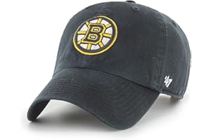'47 47 NHL Boston Bruins Clean Up Gorra de béisbol unisex, correa ajustable y hebilla, logotipo amarillo, color negro, Negro, Talla única