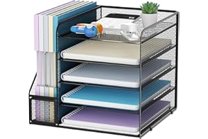 ‎MARBRASSE Marbrasse Schreibtisch Organizer und Büro Zubehör,5-Tier Briefablage,Mesh Büro Organizer für Schreibtischzubehör & Ablage(Schwarz)