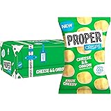 PROPERCRISPS - Cheese & Onion Flavour Ridged Potato Crisps, 30g x 24 Packs, 30% Less Fat, Vegan, Gluten Free