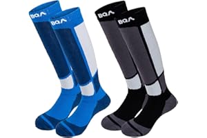 BQA Ski Socks Kids Winter Warm Thermal Snow Socks, 2 Pack Skiing Snowboarding Skating for Toddler Boys and Girls