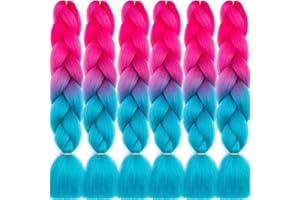 LDMY Ombre Pink Blue Braiding Hair-6pcs/pack Braids Extensions Synthetic Braids kunsthaar 100g/pc Colored Braids Hair Extensions