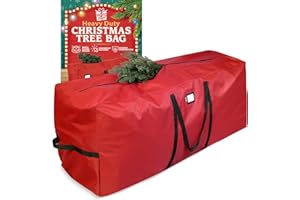 Holiday Cheer Christmas Tree Storage Bag – Heavy Duty Christmas Tree Bag Fits Up to 7.5ft Tall Artificial Christmas Tree, Waterproof with Durable Handles & Zipper – Xmas Tree Storage Bag (RED)