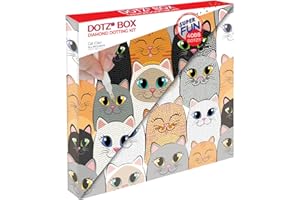 DIAMOND DOTZ Box Diamond Painting con Marco. Cuadro de Diamantes 5D de Clan de Gatos. Kit Completo de Pintura con Diamantes de 28 x 28 Cm