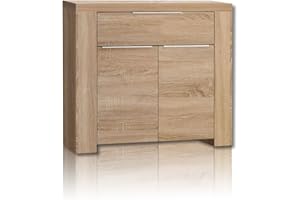 ‎FORTE FORTE Calpe Kommode mit 2 Türen und 1 Schublade, Holzwerkstoff, Sonoma Eiche , 104.1 x 41.3 x 86.6 cm