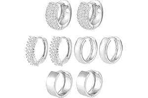 ALEXCRAFT Ensemble de petites/grandes créoles pour femmes et adolescentes - Boucles d’oreilles plaquées or 14 carats avec oxyde de zirconium