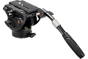 Cayer Testa fluida del treppiede video di con piastra a sgancio rapido, impugnatura telescopica e base graduata per fotocamere mirrorless, videocamere e reflex digitali, K6