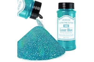 JEMESI Purpurina Holográfica Ultrafina Azul Láser de 140g, Purpurina Cosmética Iridiscente para Cabello, Rostro, Cuerpo, Uñas y Maquillaje Navideño. Ideal para resina, vidrio y manualidades.