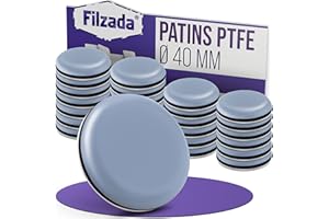 Filzada® 26x Patins pour Meubles Téflon Auto-adhésifs - Ø 40 mm (Rond) - Chaise de Planeur Professionnels/Planeur PTFE (Téflon)