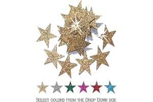 CRYSTALSRUS Glitzersterne zum Aufbügeln, 25 mm, 48 Stück gold