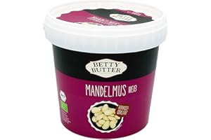 Bio Premium Mandelmus weiß, Rohkost-Qualität, 1 kg Eimer, natürliches Nussmus ohne Zucker, Mandelmus ohne Zucker, Mandelpüree