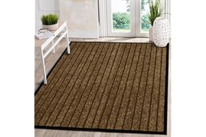AMEHA Door Mat Indoor & Outdoor Heavy Duty Rubber Door Mats 80 x 150 cm Dirt Trapper Non Slip Washable Barrier Floor Mat Entrance Rug Shoes Scraper Super Absorbent Front Door Mat Carpet, Brown