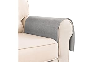Hokibero Light Grey Armchair Cover for Arms Sofa Arm Protector Covers Armrest Slipcover for Recliner Chair Linen Armrest Cover for Living Room Couch Sofa Arm Covers, Set of 2, Flat Edge