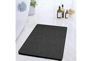 COSYLAND Antypoślizgowa mata prysznicowa, 40 x 60 cm, antypoślizgowa, z odpływem, miękka mata antypoślizgowa z PCW, szybkoschnąca mata łazienkowa, czarna