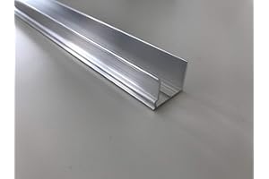 WANDBREITE Alu-Abschlußprofil für Stegplatten aus XT PC PMMA Acrylglas Aluminium U-Profile Alu-U-Abschlussprofil Stärke 16 mm Länge 1200 mm mit Universal-Tropfkante