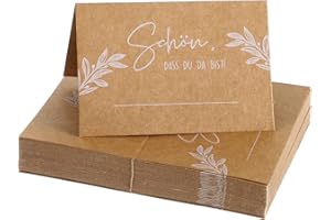 Bewudy 50 Stück Tischkarten Kraftpapier, Schön Dass Du Da Bist Tischkarten Hochzeit 110x85mm Tischdekoration Namenskarten Partycards Zum Selbst Beschriften Für Geburtstag Hochzeit Konfirmation