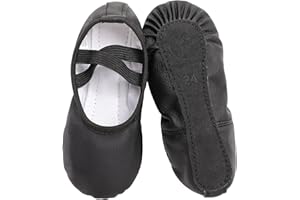 TANZDUNSJE Scarpe da Danza in Pelle Classica Scarpe da Ballerina con Suola Intera in Cuoio Ginnastica Ballo Pantofole per Bambina Ragazze e Donna