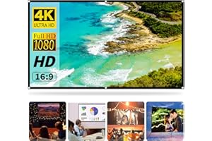 LIROPAU Schermo Proiettore 60 Pollici, 16:9 HD Telo Proiettore Anti Rughe Pieghevole Portatile Lavabile,Schermo Portatile e Pieghevole, Schermo Proiezione Esterno per Casa Ufficio Eventi All`Aperto Teatro