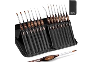 Nicpro pennelli per dipingere in miniature- 15 pennelli per modellismo con custodia in nylon per acrilico, olio, acquerello, pennello per micro dettagli per modellismo, pittura in miniatura