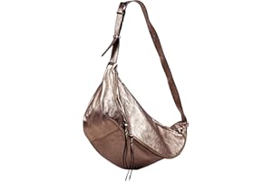 SH Leder echt Leder Damen Unisex Brusttasche für Festival Reise XXL Gross Hüfttasche Crossbody Bag Frauen Ledertasche 49x28cm Daniela G768 (Rose Gold)