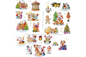 alles-meine.de GmbH 1 Bogen: statisch haftende Fensterbilder - wunderschöne Weihnachten - Weihnachtskrippe/Schneemann/Weihnachtsbaum/Weihnachtsmann - wiederverwendbar +..
